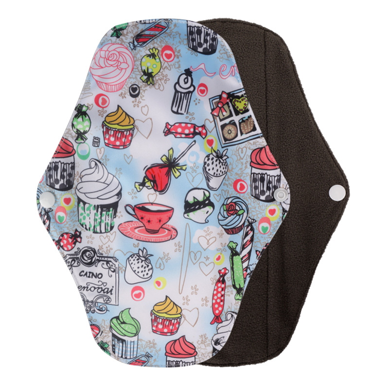 Reusable bamboo charcoal sanitary pads, washable menstrual pads, export bestseller, daily/nightly liners, water-resistant, side leak-proof