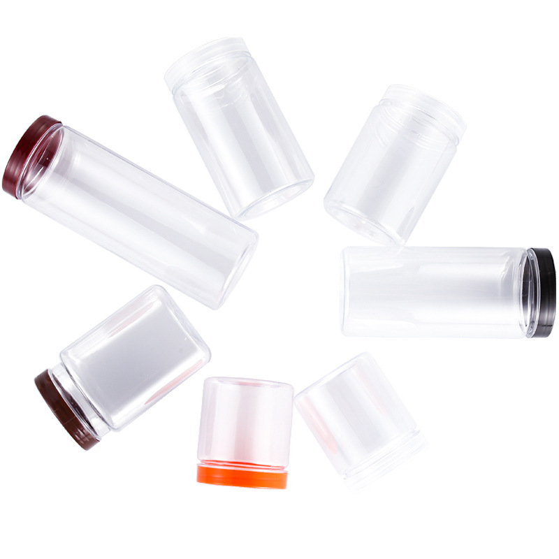 8510 botella de plástico envasado de alimentos para mascotas frasco sellado de frutas secas galleta miel sanqi polvo transparente frasco de almacenamiento en stock