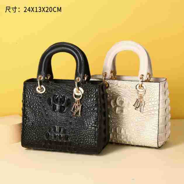 新款鳄鱼骨纹戴妃包经典女士手提单肩斜跨包时尚女包工厂一件代发