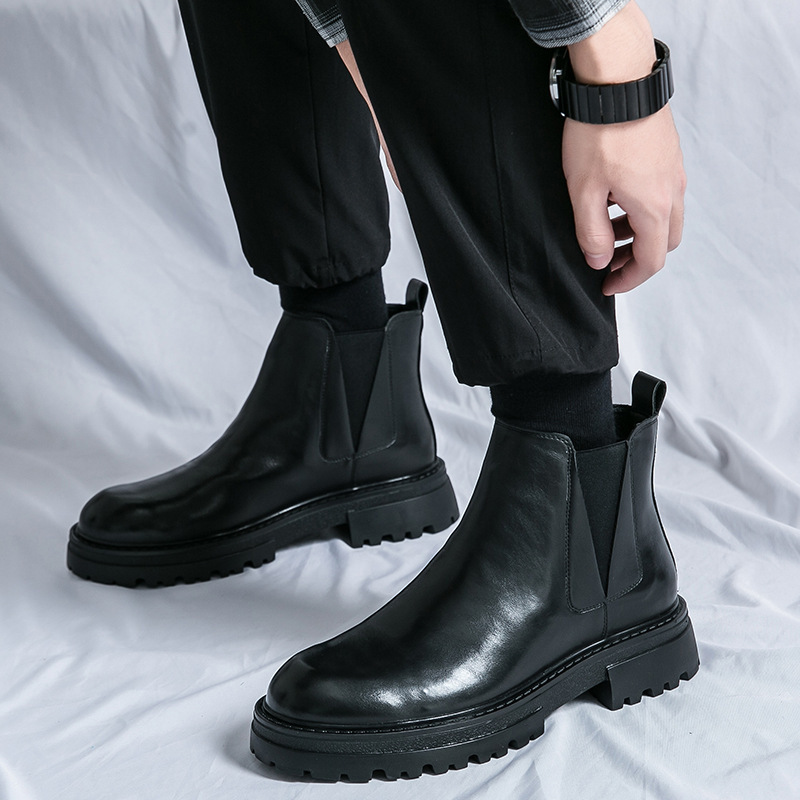 Otoño y invierno nuevos hombres casuales de moda gruesa botas Martin para hombres estilo británico coreano de alto soporte para aumentar la altura de botas cortas lotes image 4