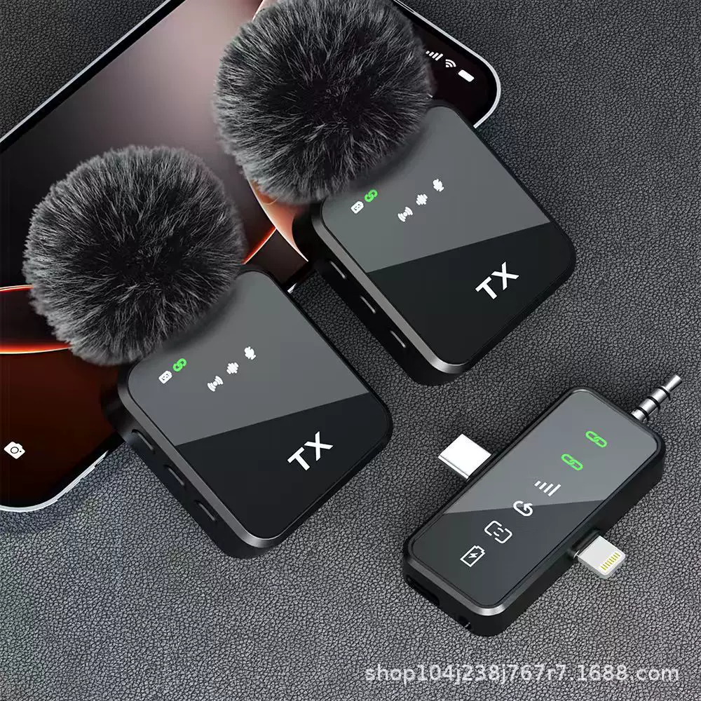 爆款私模无线领夹麦克风智能降噪三合一手机直播K歌相机超长续航