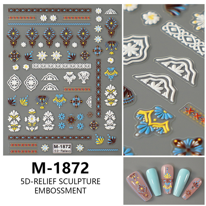 New Spring Floral Nail Art Stickers Super Popular Little Daisy Ins Relief Oil Painting Fresh Nail Stickers Wholesale