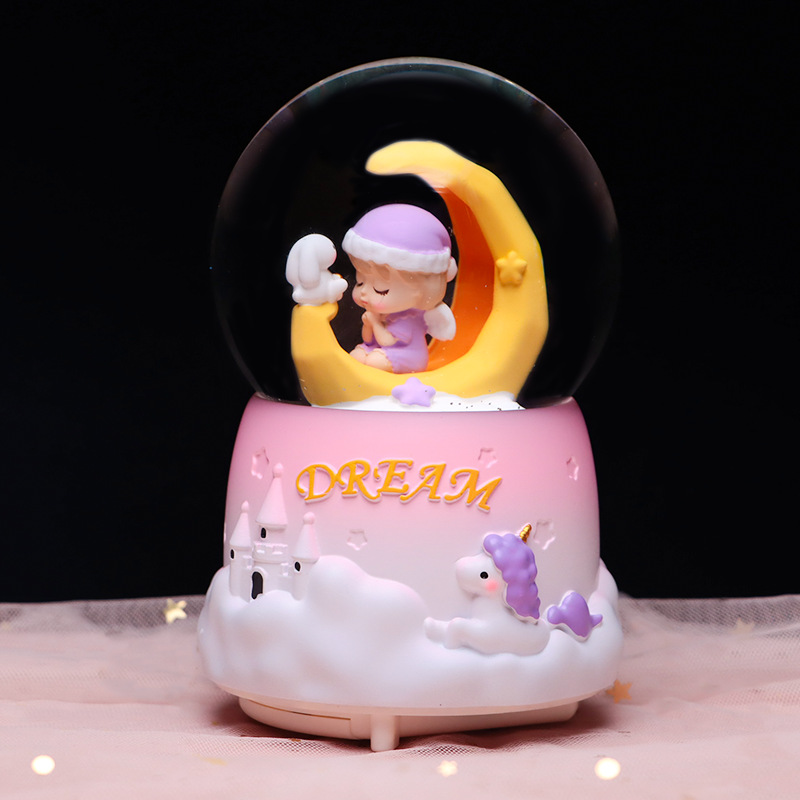 梦游记水晶球音乐盒卡通月亮船女孩八音盒送公主女生生日礼物批发