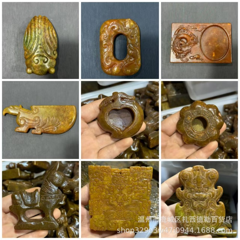古遊び雑は古に似せて古い山の玉の彫刻の工芸品の小さい置物のメーカーの卸売りのペンダントのハンドルの露店をします。|undefined