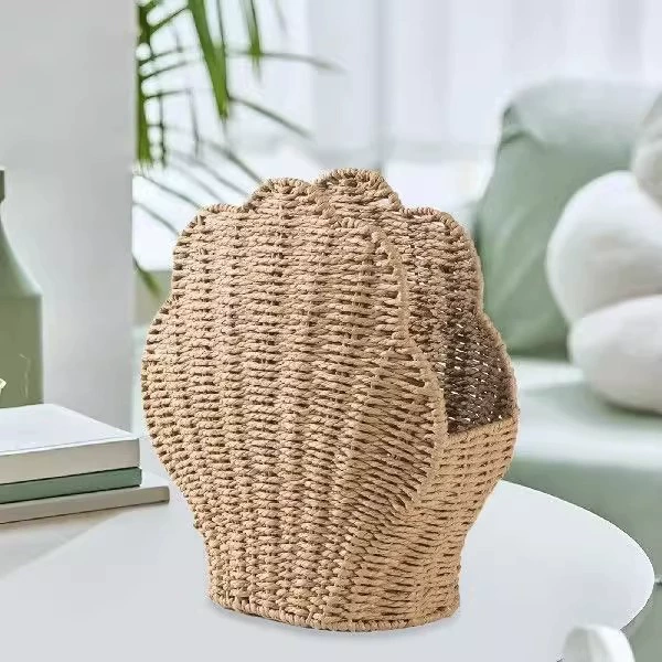 Корзина для хранения из бумажной веревки, форма ракушки, ручная работа, для мелочей, настольная, креативное декоративное украшение