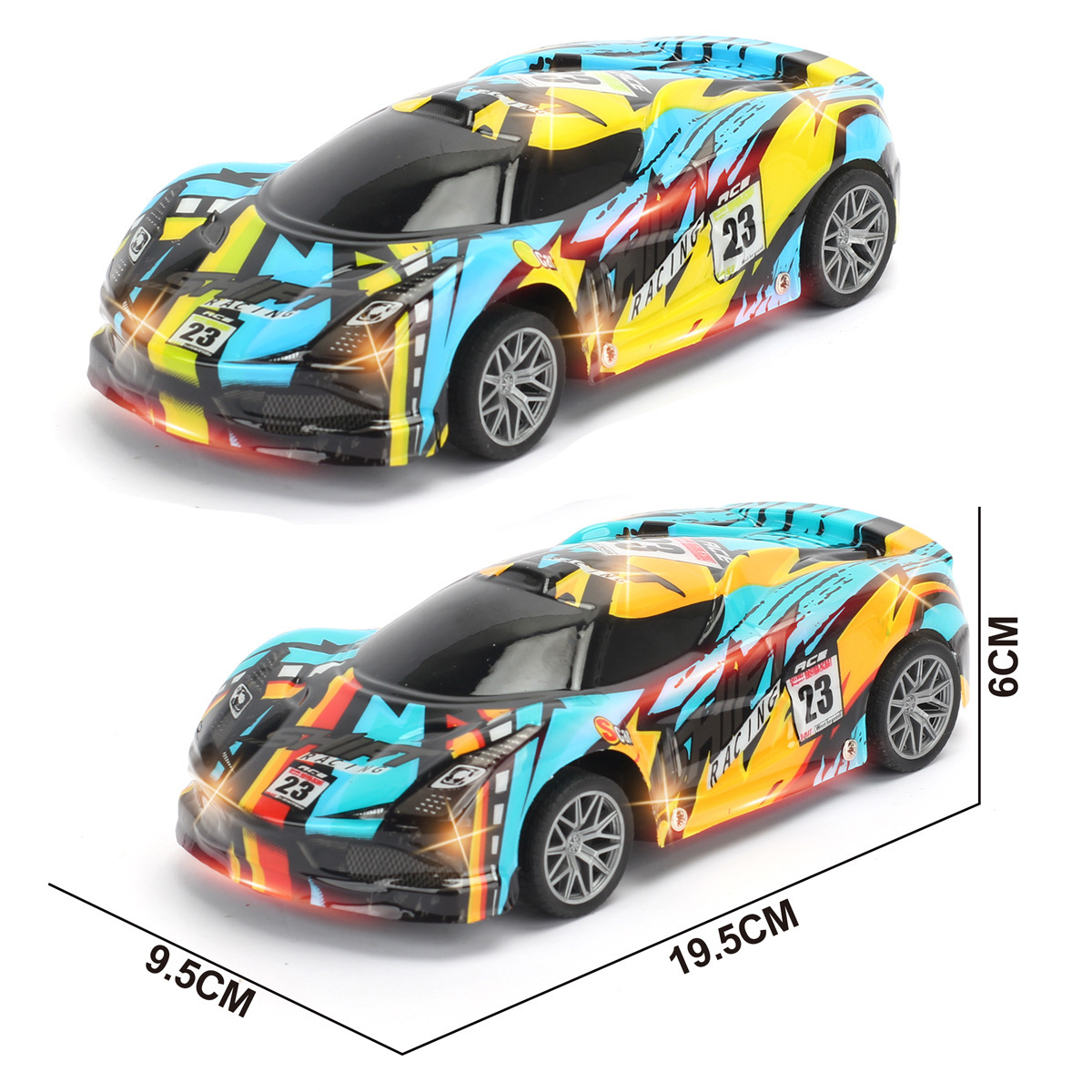 Transfronterizos niños 1: 18 coche de juguete de control remoto simulación de luz eléctrica coche deportivo de carreras coche paquete eléctrico