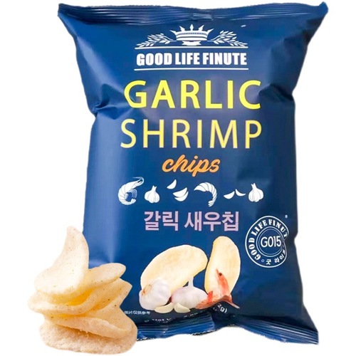 T韩国 趣莱福蒜味蟹味大虾片82g网红薯片办公室休闲膨化零食