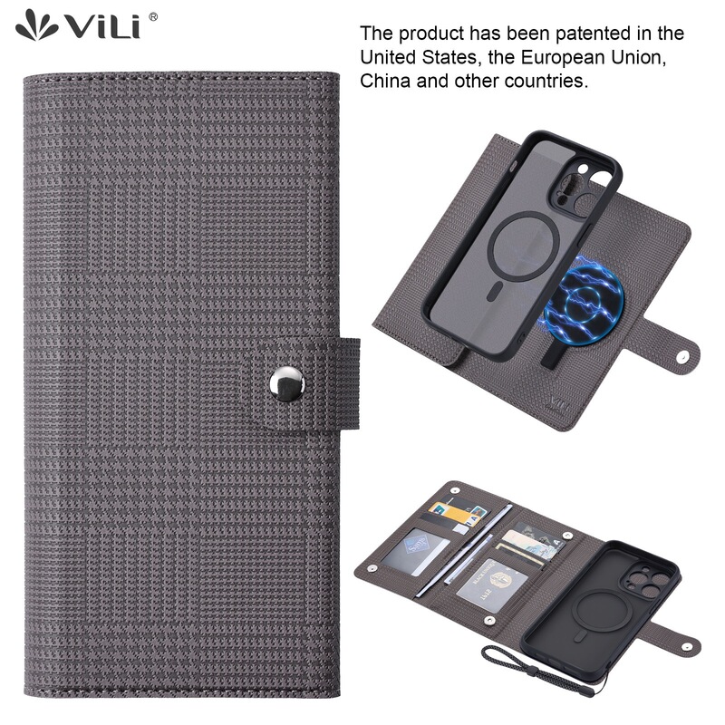 Vili Is Suitable for Iphone15Promax Wallet Magsafe Case Apple 15Pixel8Pro Card Insertable Split Case Vili Is Suitable for Iphone15Promax Wallet Magsafe Case Apple 15Pixel8Pro Card Insertable Split Case