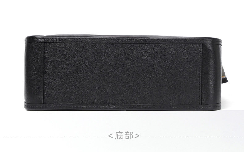 Túi đeo chéo nam da bò kiểu retro 29×11×17 cm — Màu đen da thực vật, Da cầm tay màu đen chi tiết 17