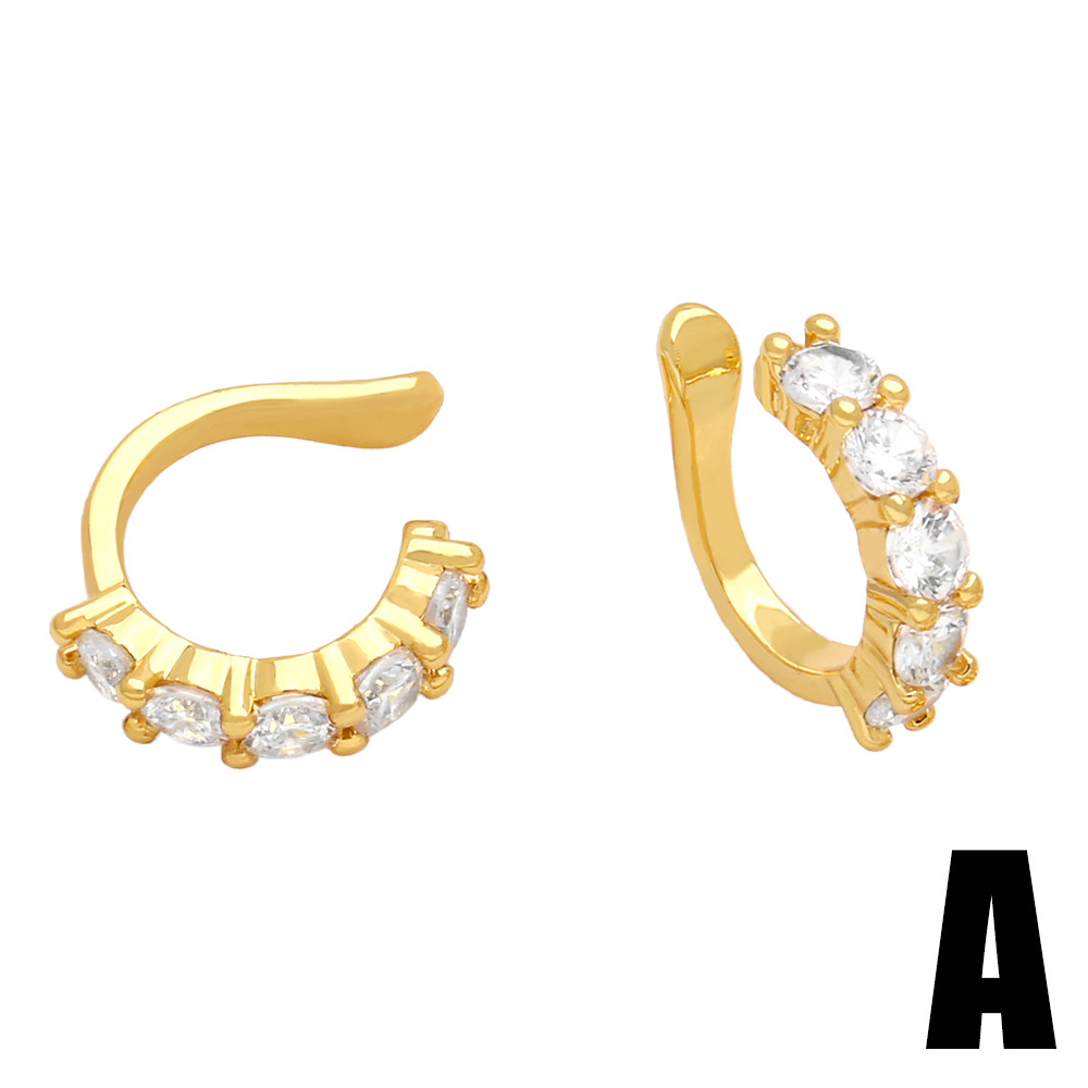 Fashion Geometric Copper Inlay Zircon Ear clips 1 Pair