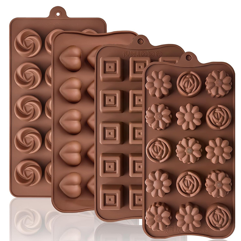 Molde de silicona de grado alimenticio para chocolate, bandeja de hielo con forma de corazón para dulces, molde para hornear pasteles, pudín y fondant