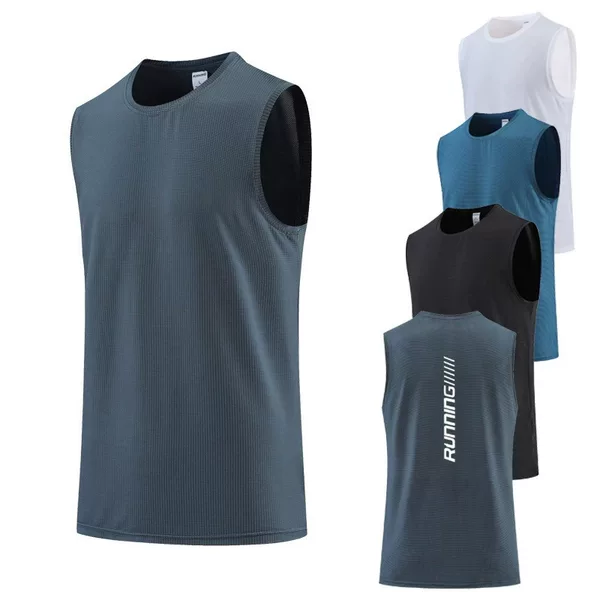 Muscle Tank Top, Ice Silk Fitness Wear, Running Sports Summer T-Shirt, Quick-Dry Base Layer, Short-Sleeve Sweatshirt, Sleeveless Shirt