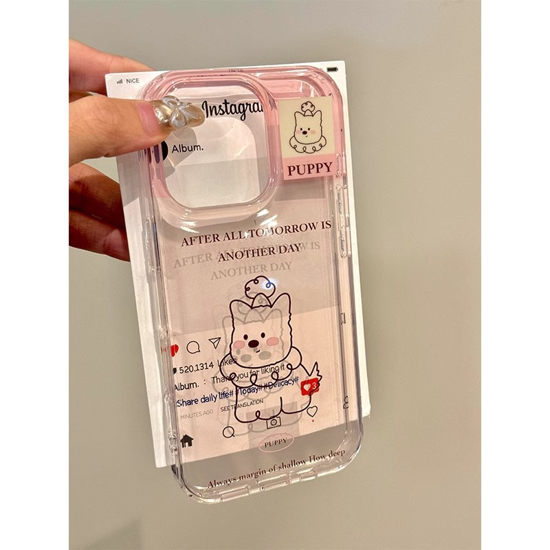 Dibujos animados lindo semi-transparente West Highland para iphone14 funda para teléfono móvil 16ProMax Apple 15 pareja 13 mujer 16