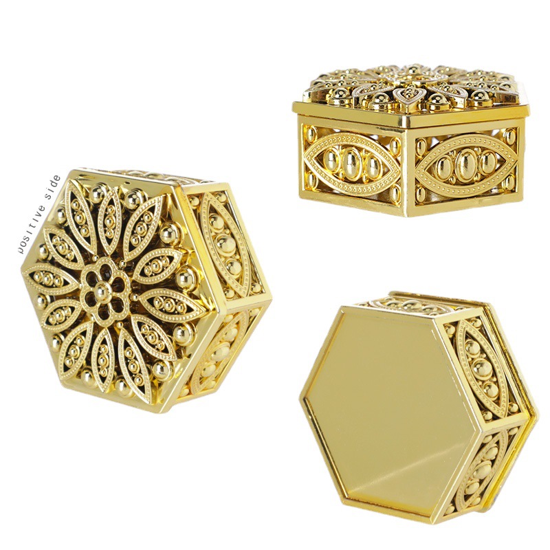 Hexagonal plastic box gold-plated plastic box European style hollow…