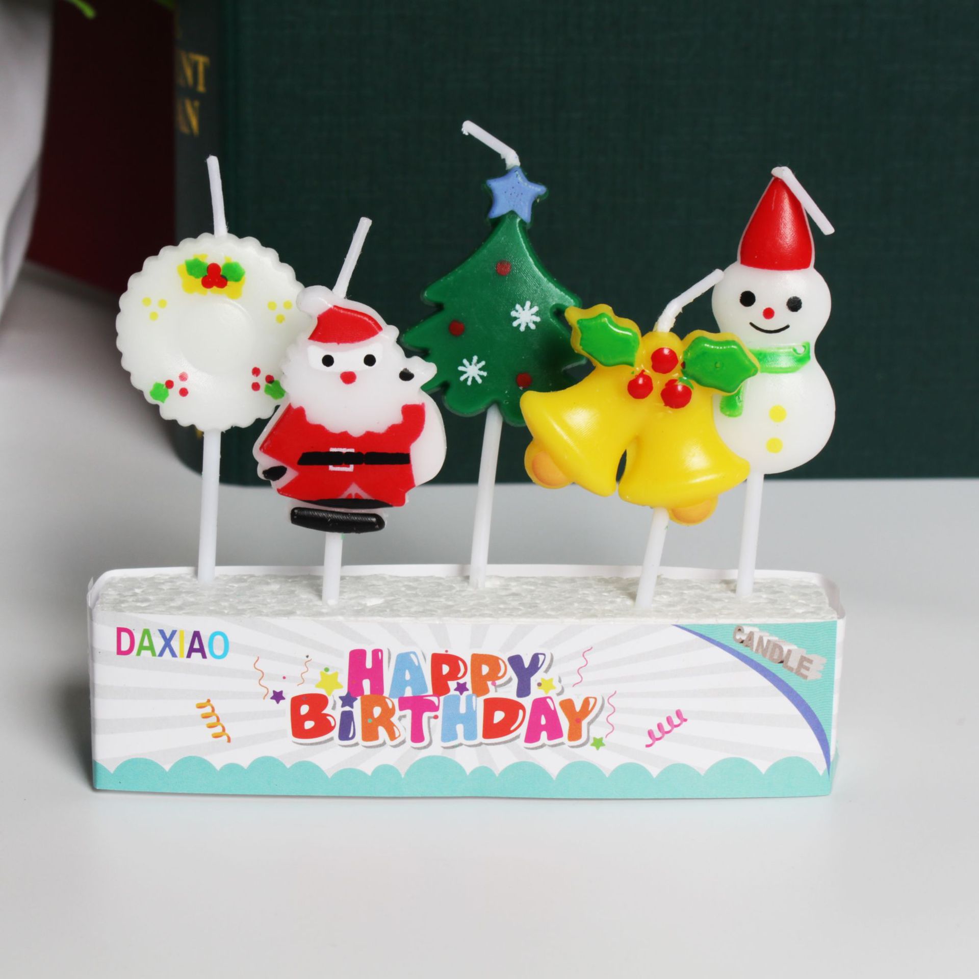 Pastel de cumpleaños transfronterizo velas de Navidad 5 traje de Santa Claus muñeco de nieve árbol decoración para hornear velas de cumpleaños