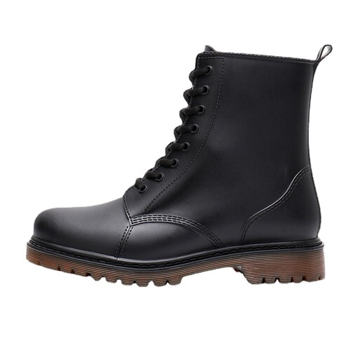 Korean style couple short booties with laces fashion Martin new rain boots for both sunny and rainy days, motorcycle water boots rubber shoes 
