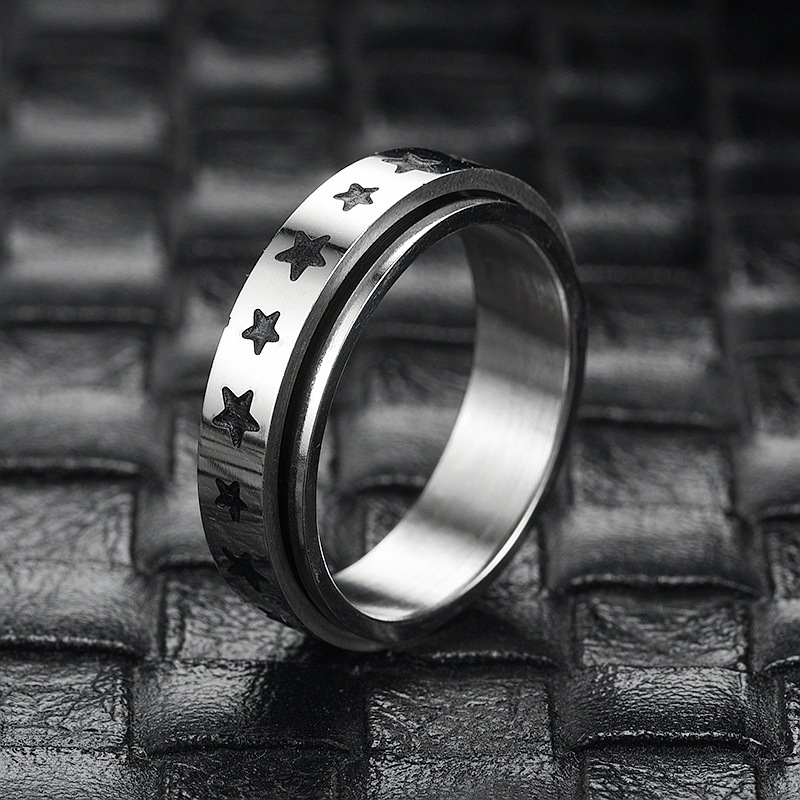 Cross-border New Titanium Steel Rotatable Ring Men's European And American Fashion Stainless Steel Love Couple Ring Japanese And Korean Jewelry display picture 2