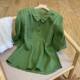 Summer 2025 Tail Single Cotton Short Sleeve Shirt Women's Loose Lightweight Casual plus size Doll Shirt Trendy Top