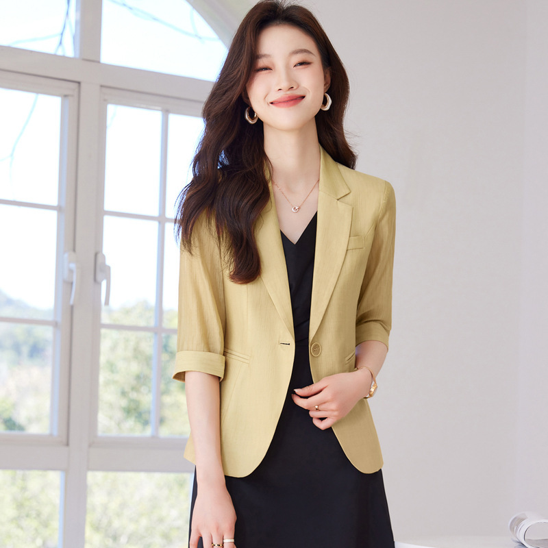 Lessel Tencel Suit Jacket Women's Summer New Arrival Small Men's Seven-point Sleeve Fashionable Casual Sunscreen Suit Top Lessel Tencel Suit Jacket Women's Summer New Arrival Small Men's Seven-point Sleeve Fashionable Casual Sunscreen Suit Top