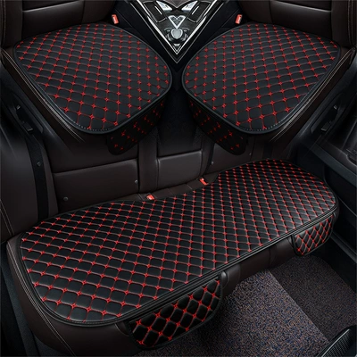 seat cushion, Seat cushion, seat cover - leather-four-corner-star-black-and-red-three-piece-set