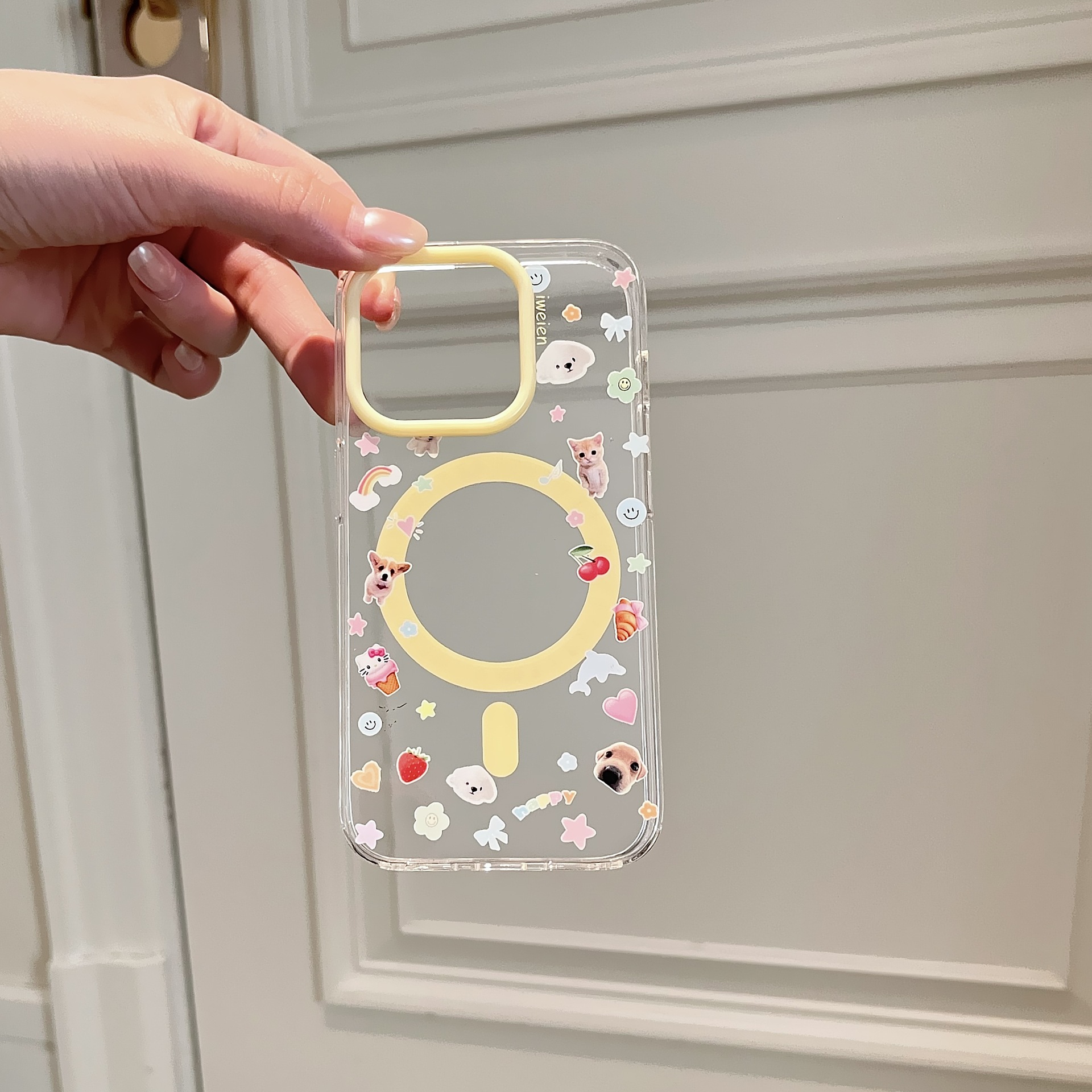 Lindo gato de dibujos animados cachorro para Apple 16ProMax funda para teléfono móvil 15Pro atracción magnética 14/13 nuevo 15PM