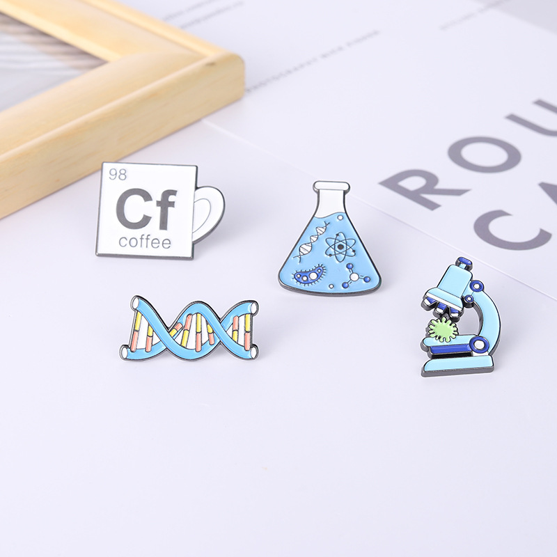 European And American New Chemical Biological Alloy Brooch Creative Cartoon Microscope Cf Cup Dna Modeling Paint Badge display picture 2