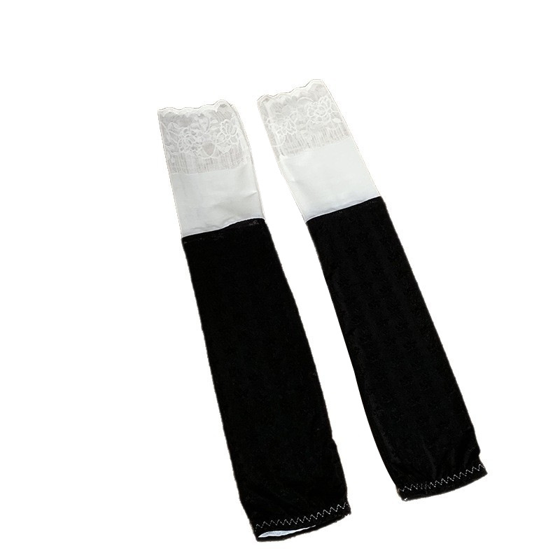 Costuras de encaje, protector solar, mangas de hielo, mangas, mujeres, verano al aire libre, conducción, parasol, mangas sueltas de seda de hielo con sensación de hielo