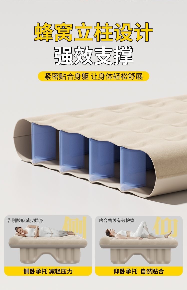 Automatic inflatable bed, car mattress, rear seat leveling pad, sleeping pad, back seat travel bed, children's bed for sleeping in the car