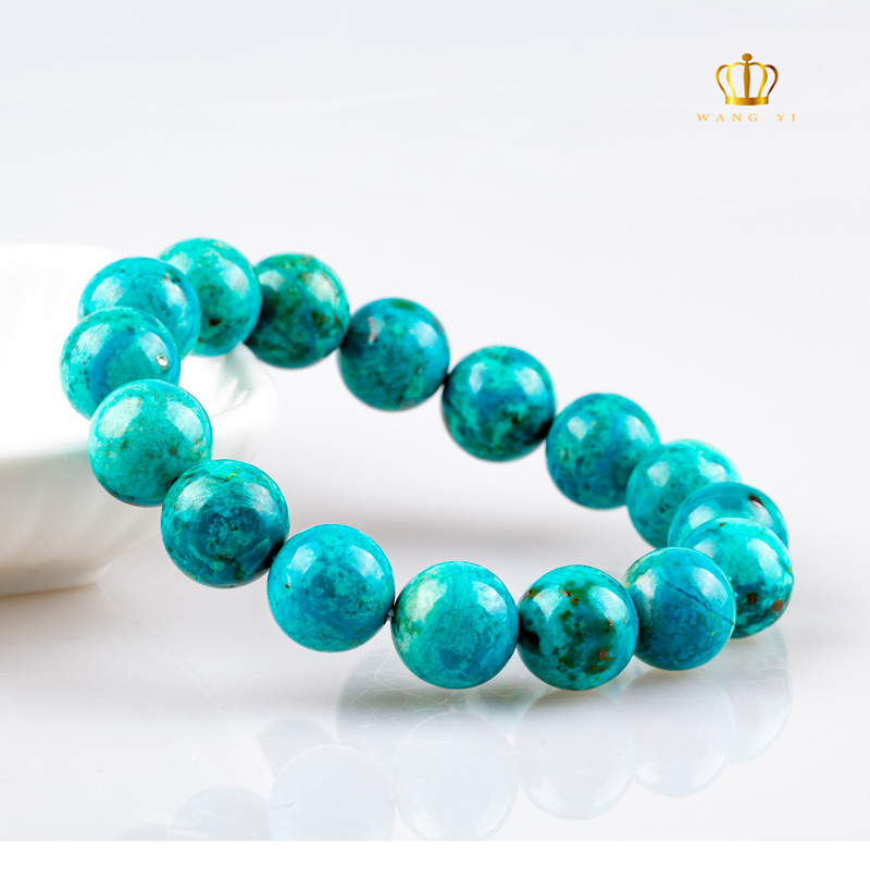 天然凤凰松石手链 7A蓝铜矿高瓷蓝松石圆珠手串饰品批发 凤凰松石