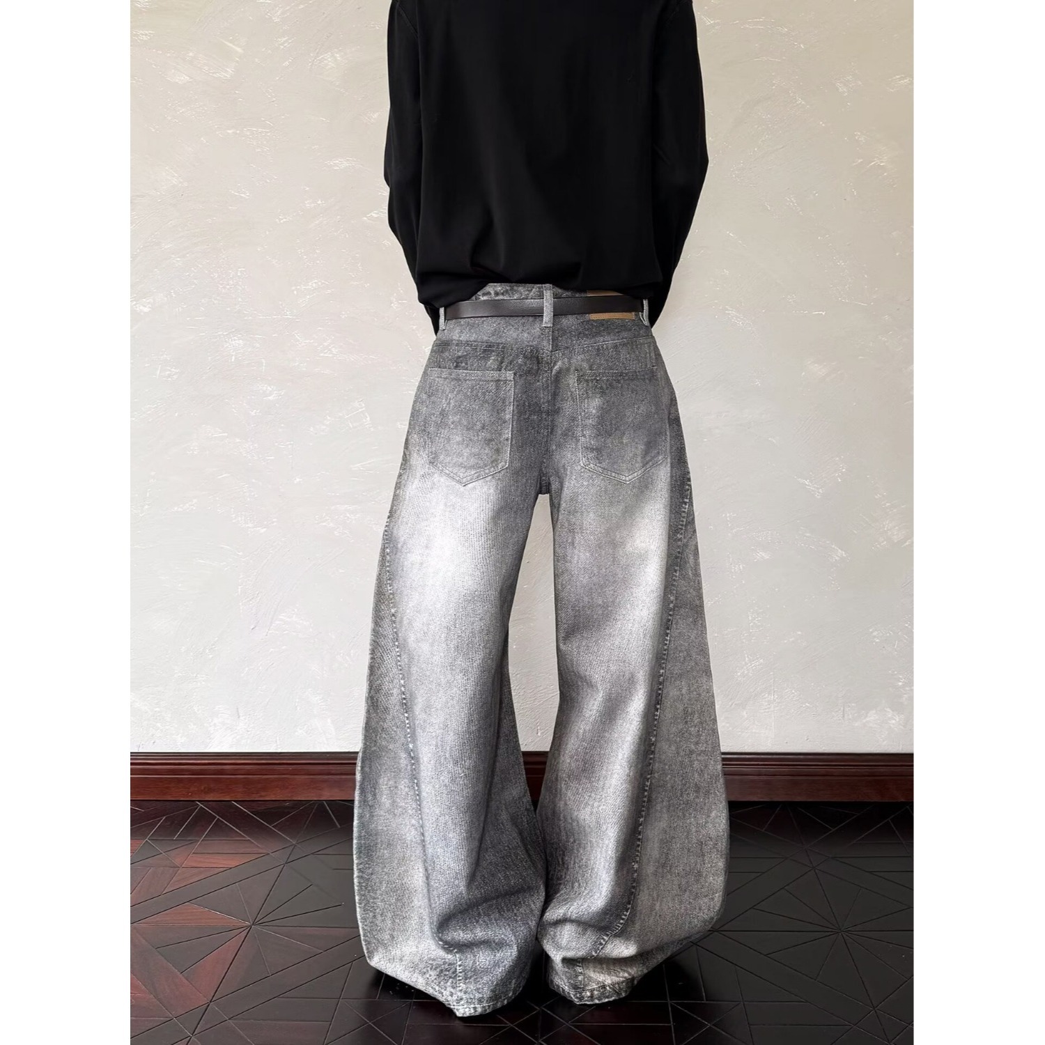 Vintage American Style Smoky Grey Bootcut Jeans For Men & Women - Relaxed Fit Retro Denim Pants_mkmklike.com