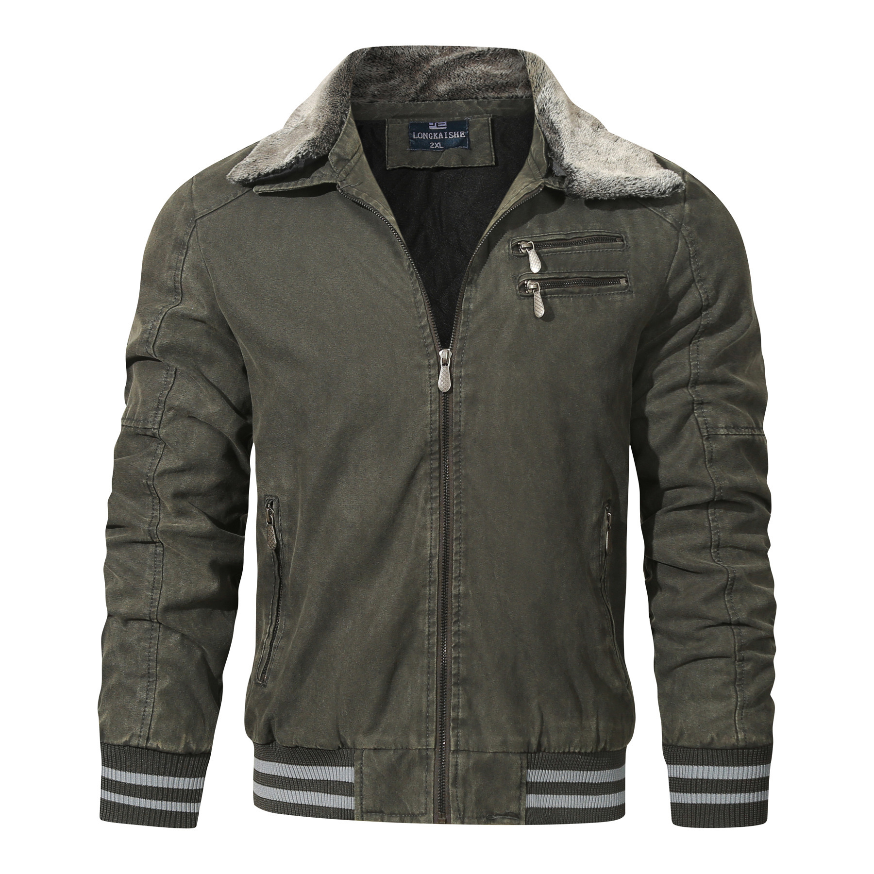 Nuevo hombre transfronterizo primavera cálida chaqueta de vello con solapa piel en una chaqueta de hombre chaqueta de comercio exterior suelta