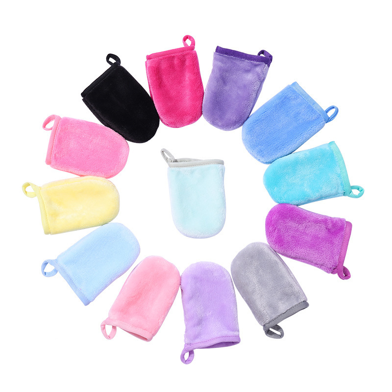 Manufacturer Wholesale Flannel Makeup Remover Cosmetic Gloves Amazon Clear Water Cleansing Finger Cots Facial Makeup