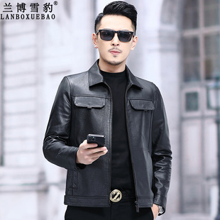 Factory direct Haining new leather leather men's calf leather slim fashion handsome jacket leather coat Korean fashion