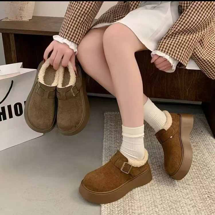 厚底雪地靴女款2025新款冬季女鞋加绒加厚毛毛防寒保暖勃肯鞋棉鞋