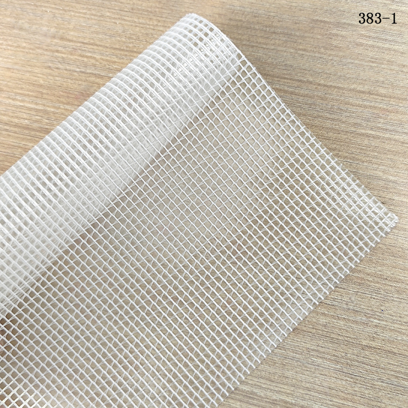 厂家直销透明PVC网格防水布料箱包手袋文具袋透明夹网材料面料