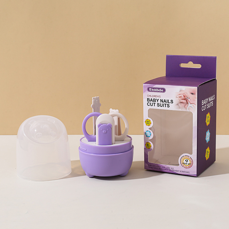 Set de Cortaúñas para Bebé de 4 Piezas de Plástico y Acero Inoxidable, para Cuidado de Bebés