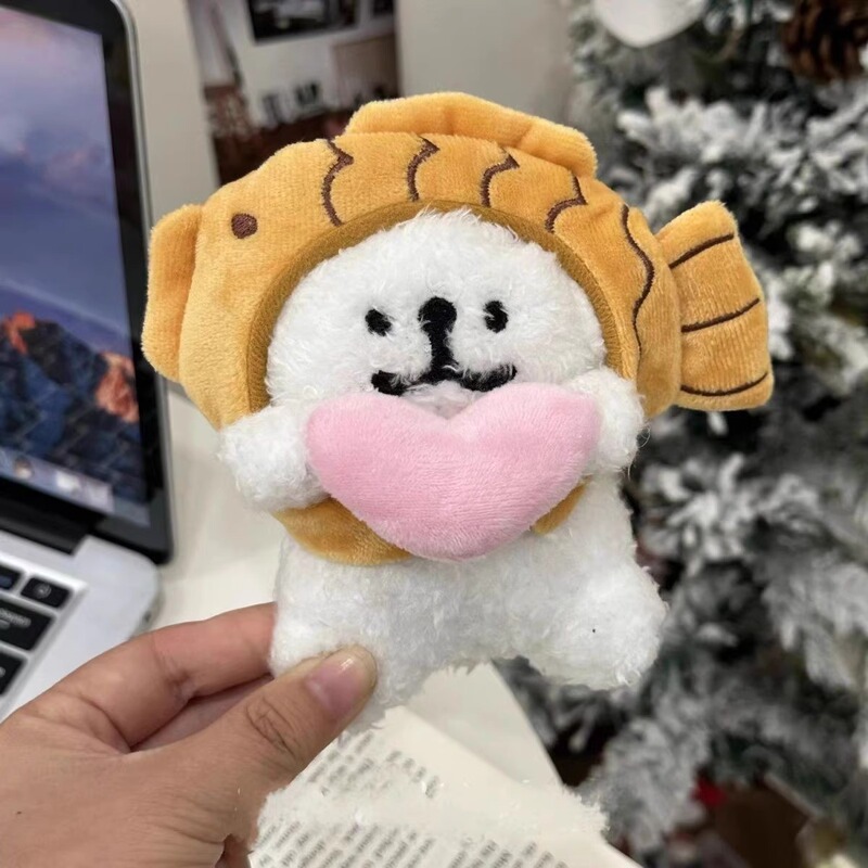 线条小狗挂件可爱小狗头套钥匙扣玩偶背包挂饰送情侣生日礼物毛绒|undefined