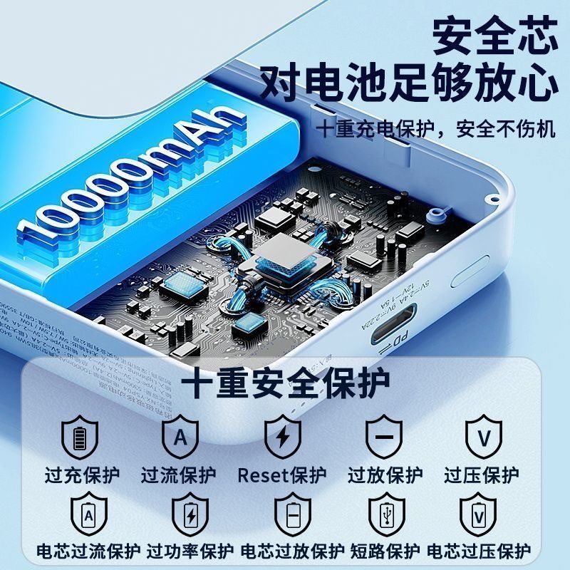 国家3c认证磁吸充电宝适用苹果无线快充Magsafe移动电源定制ogo|undefined