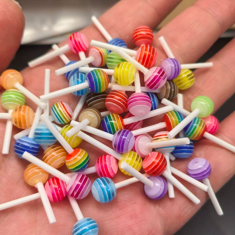 Crochet Doll Mini Colorful Lollipop Toy for Photo Props, Edible Candy Decoration 8mm