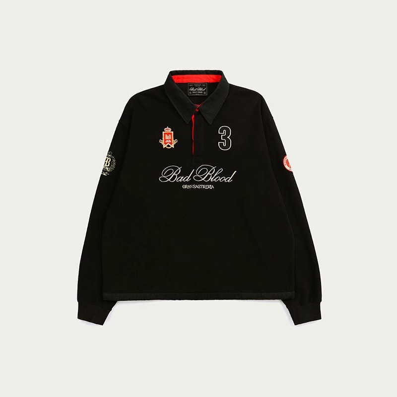 韓国のブラッドブラッドbcacシリーズのアメリカのレトロなスウェットの女性の長袖のコートの春のボールの服のラグビーの潮