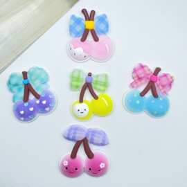 PVC软胶大号加厚立体卡通樱桃DIY手工发夹头饰毛绒玩具冰箱贴批发