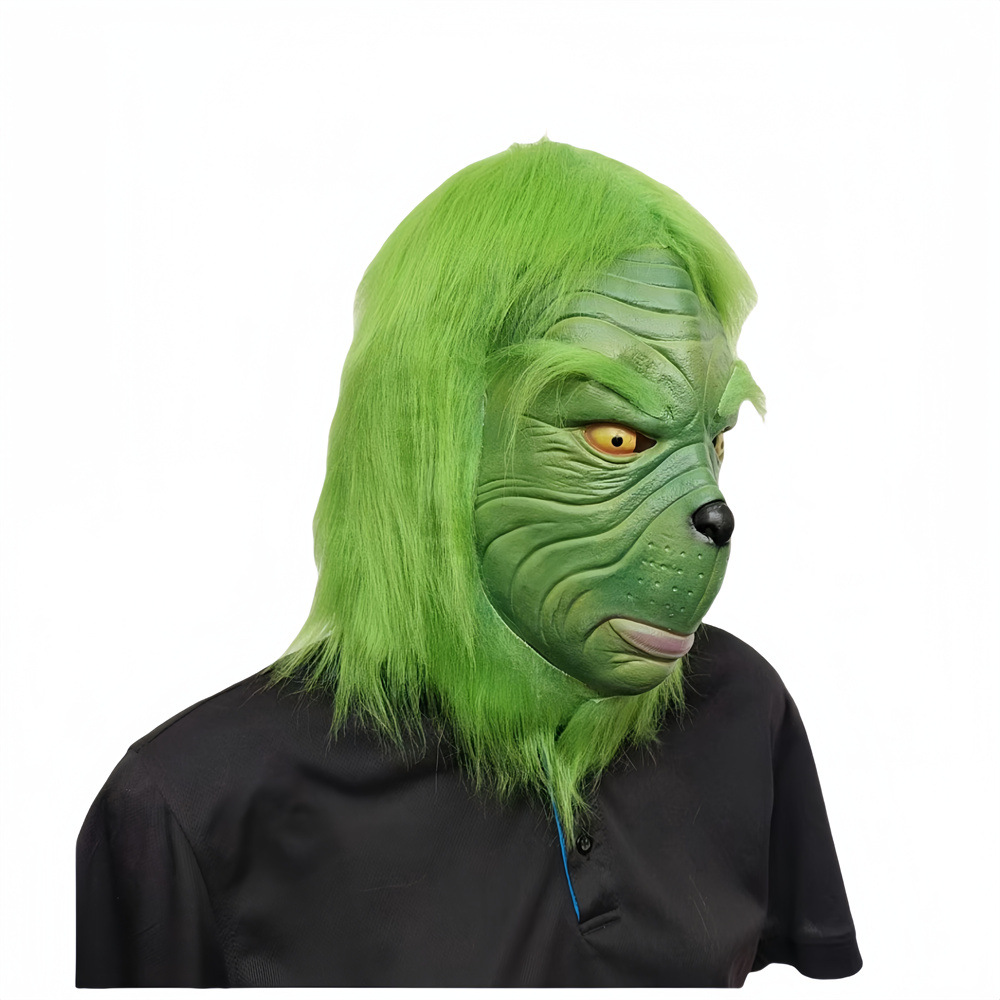 Grinch Handschuesch gréng Grinch Stola Chrëschtdag Halloween Party Elf gréng Hoereg Monster Kappbedeckung Mask_voghion.com