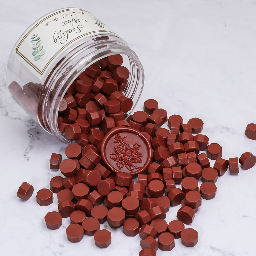 Oucai Fire Paint Wax, octágono, color mixto, nacarado, 200 granos, 132 colores, sello de pintura al fuego, cera, a granel barato