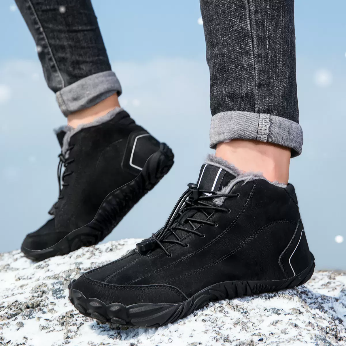 徒步鞋棉登山高帮棉鞋男雪地靴加绒登山鞋男鞋保暖防滑防水行走鞋