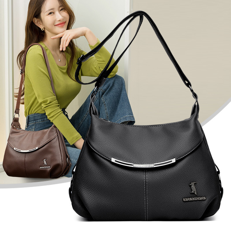 Bolsos de madre mujeres 2024 nuevo bolso multicapa de alta capacidad de moda versátil bolso de hombro de cuero suave bolso de ancianos