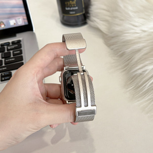 Suitable for AppleWatch magnetic buckle collection strap Apple Watch stainless steel Milanese Nice strap iwat