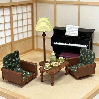 爆款过家家玩具仿真钢琴沙发迷你家具厨房娃娃屋微缩食玩全套场景