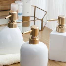 陶瓷洗手液瓶 家用酒店按压空瓶子洗发水分装瓶金色按压头
