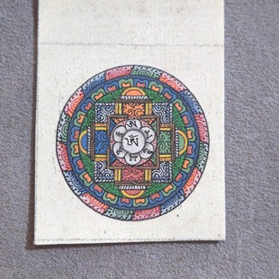 Pure hand-painted Thangka painting core 3.5CM time wheel King Kong six-character mantra Nepal mineral pigment Xizang small altar city