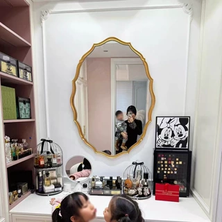 法式复古浴室镜家用卫生间壁挂轻奢卫浴镜卧室梳妆台异形化妆镜